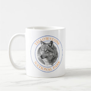 Trendy Wolf Art 4 Yellowstone National Park Circle Coffee Mug