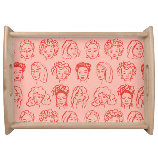 Trendy Woman Face Hand Drawn Serving Tray