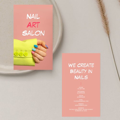 Trendy Women Hand Colorful Nails Manicurist Salon  Business Card