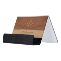 Trendy Wood Design With Logo Desk Business Card Holder