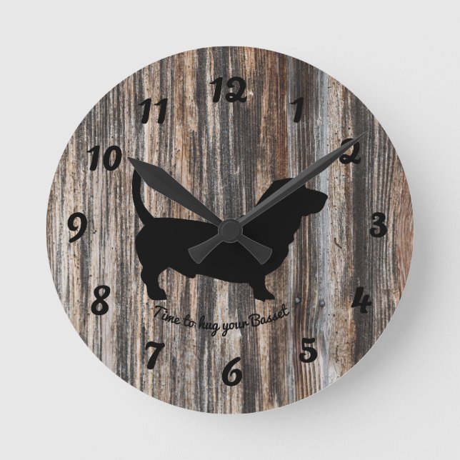 Trendy Wood Faux Basset Hound Wall Clock (Front)
