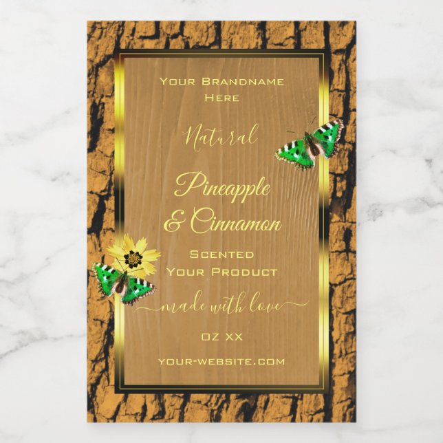 Trendy Wood Grain Rustic Tree Bark Product Labels (Single Label)