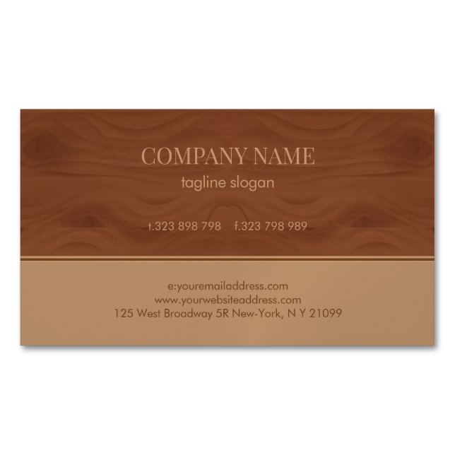 Trendy Wooden Design Business Card Magnet (Front)
