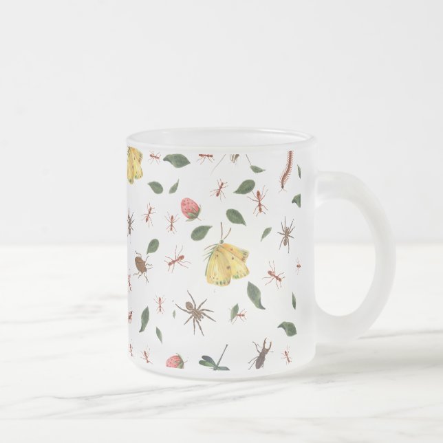 Trendy Woodlands Wildflowers & Bugs Frosted Glass Coffee Mug (Right)