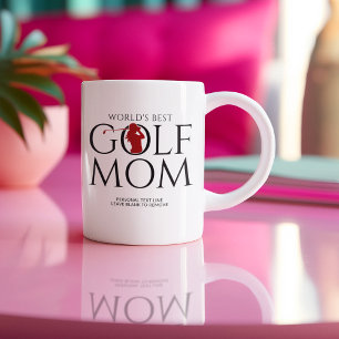 Trendy "WORLD'S BEST GOLF MOM" Red Coffee Mug