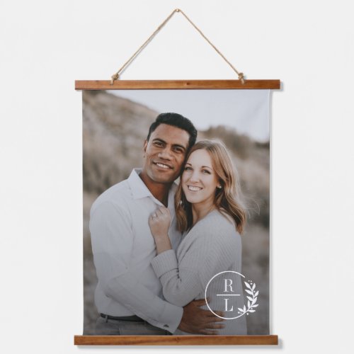 Trendy Wreath Couple Initials Photo Wall Tapestry