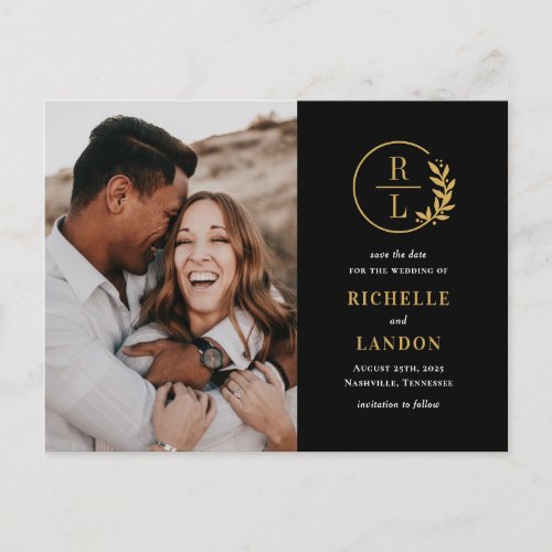 Trendy Wreath Custom Color Save The Date Postcard