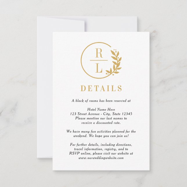 Trendy Wreath EDITABLE COLOR Wedding Details Card (Front)