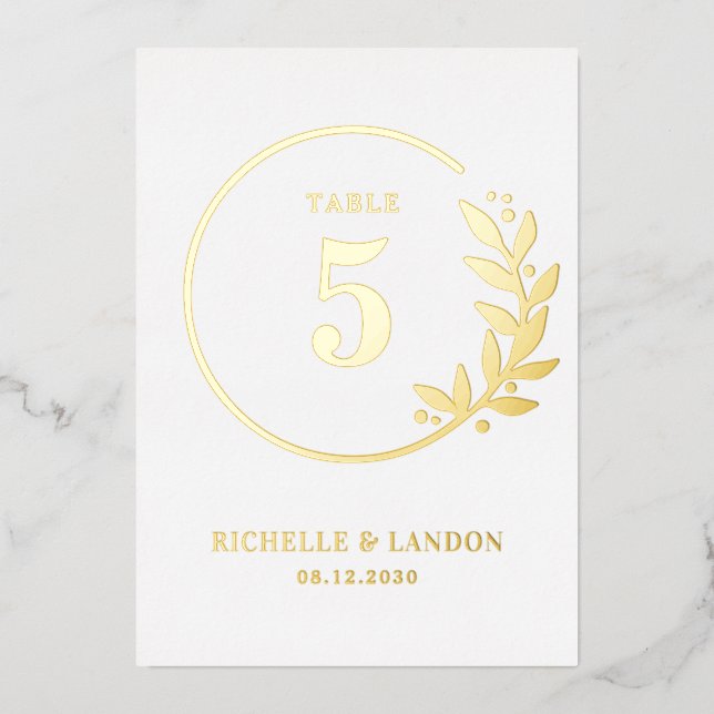 Trendy Wreath FOIL Editable Color Table Number (Front)