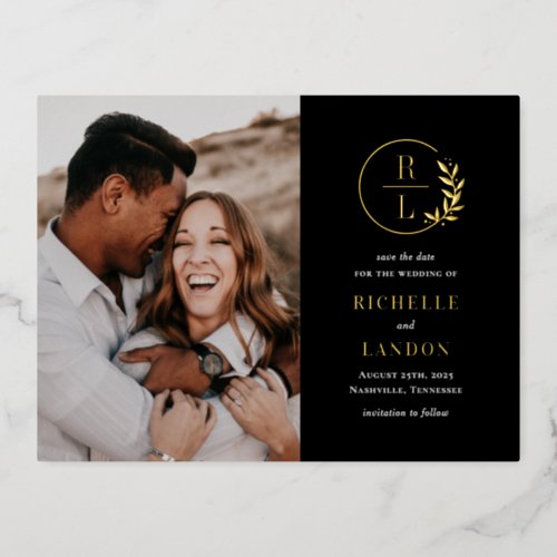 Trendy Wreath FOIL Save The Date Postcard