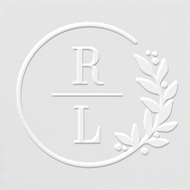 Trendy Wreath Monogram Logo Custom Embosser (Design)