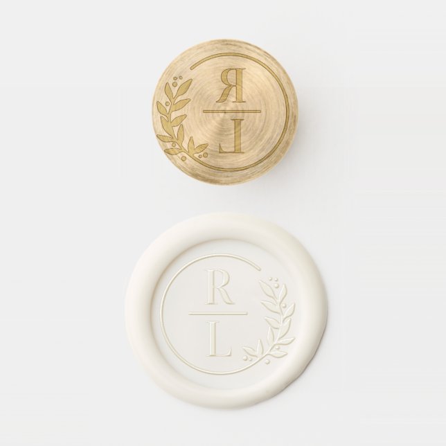 Trendy Wreath Wedding Logo Wax Seal Stamp  (Stamped)