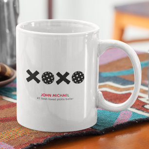 Trendy XOXO Pickleball Hugs & Kisses Coffee Mug