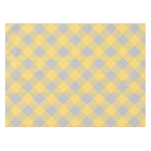 Trendy Yellow and Gray Check Gingham Pattern Tablecloth