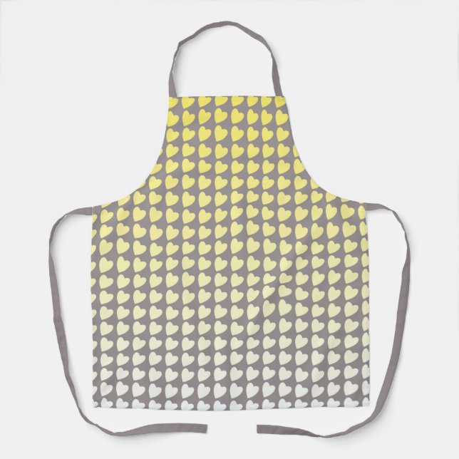 Trendy Yellow and Gray Heart Gradient Pattern Apron (Front)