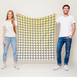 Trendy Yellow and Gray Heart Gradient Pattern Fleece Blanket