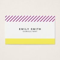 Trendy Yellow and Purple Stripes Social Media Business Card