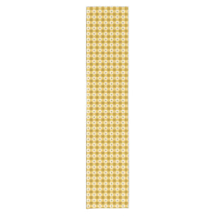 Trendy Yellow And White Gingham Check Pattern Short Table Runner