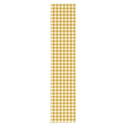 Trendy Yellow And White Gingham Check Pattern Short Table Runner