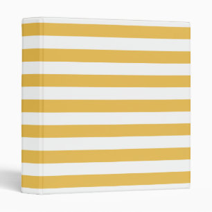 Trendy Yellow and White Wide Horizontal Stripes 3 Ring Binder