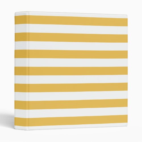 Trendy Yellow and White Wide Horizontal Stripes 3 Ring Binder