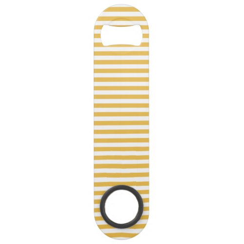 Trendy Yellow and White Wide Horizontal Stripes Bar Key
