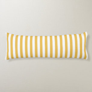 Trendy Yellow and White Wide Horizontal Stripes Body Pillow