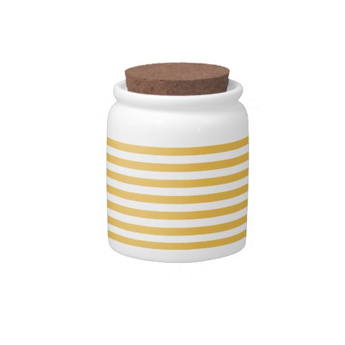Trendy Yellow and White Wide Horizontal Stripes Candy Jar