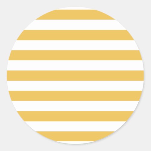 Trendy Yellow and White Wide Horizontal Stripes Classic Round Sticker