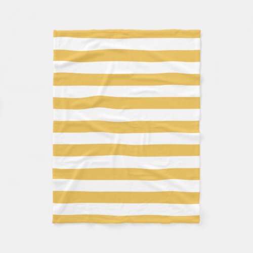 Trendy Yellow and White Wide Horizontal Stripes Fleece Blanket