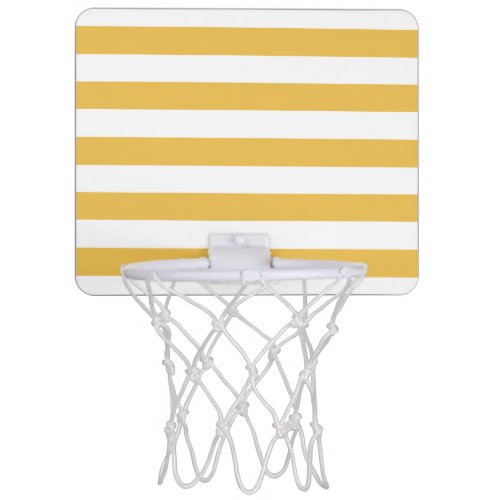 Trendy Yellow and White Wide Horizontal Stripes Mini Basketball Hoop