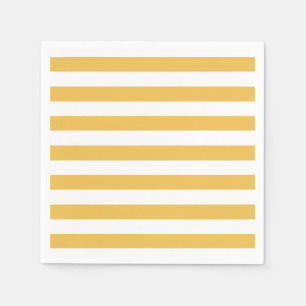 Trendy Yellow and White Wide Horizontal Stripes Paper Napkins