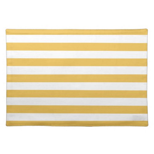 Trendy Yellow and White Wide Horizontal Stripes Placemat