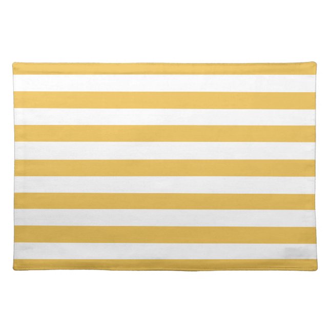 Trendy Yellow and White Wide Horizontal Stripes Placemat (Front)