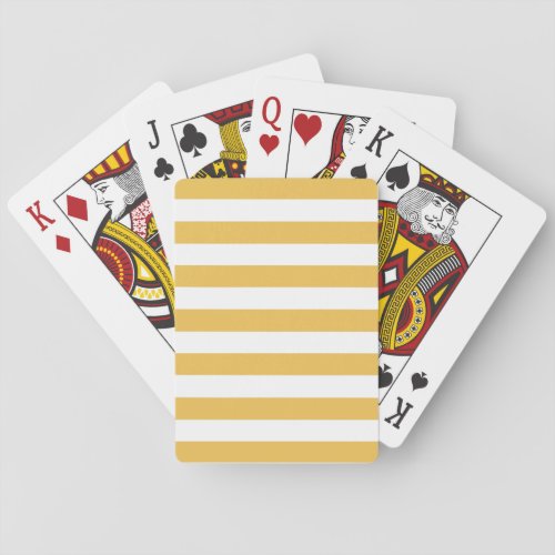 Trendy Yellow and White Wide Horizontal Stripes Poker Cards