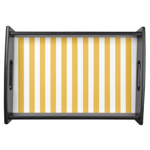 Trendy Yellow and White Wide Horizontal Stripes Serving Tray