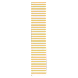 Trendy Yellow and White Wide Horizontal Stripes Short Table Runner