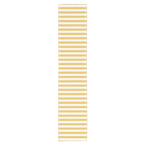 Trendy Yellow and White Wide Horizontal Stripes Short Table Runner