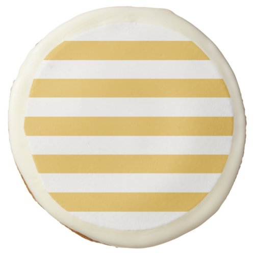 Trendy Yellow and White Wide Horizontal Stripes Sugar Cookie