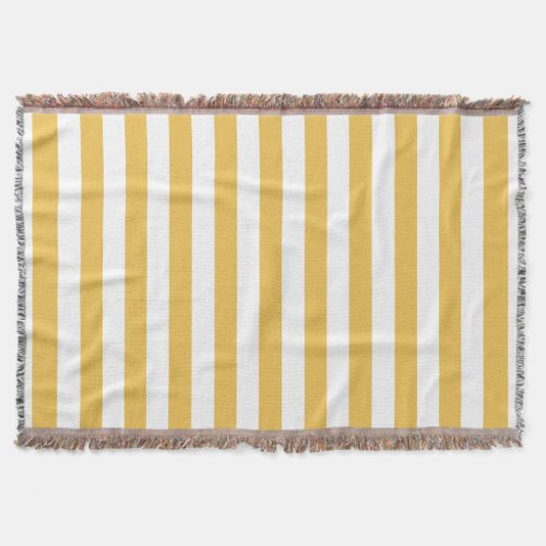 Trendy Yellow and White Wide Horizontal Stripes Throw Blanket