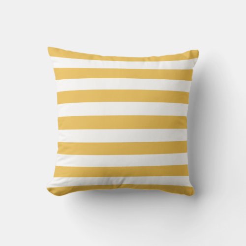 Trendy Yellow and White Wide Horizontal Stripes Throw Pillow