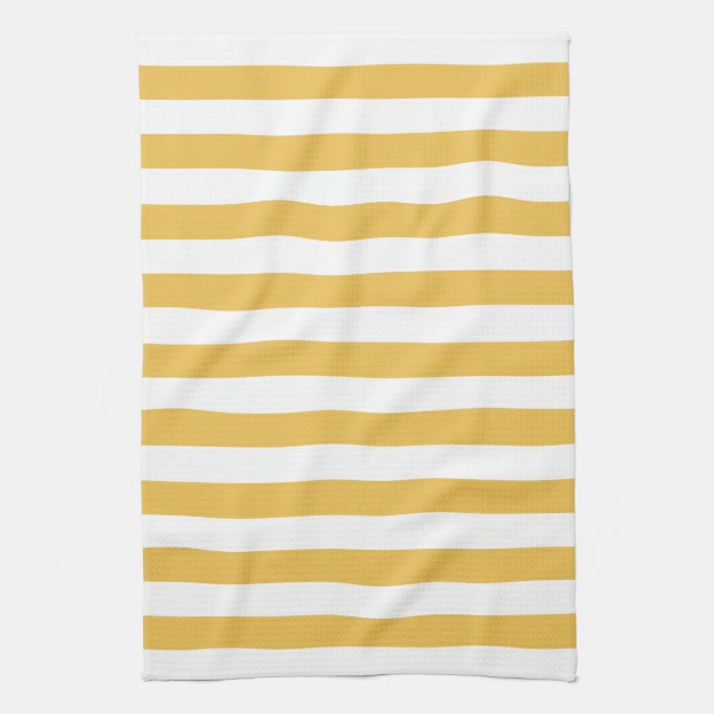 Trendy Yellow and White Wide Horizontal Stripes Towel (Vertical)