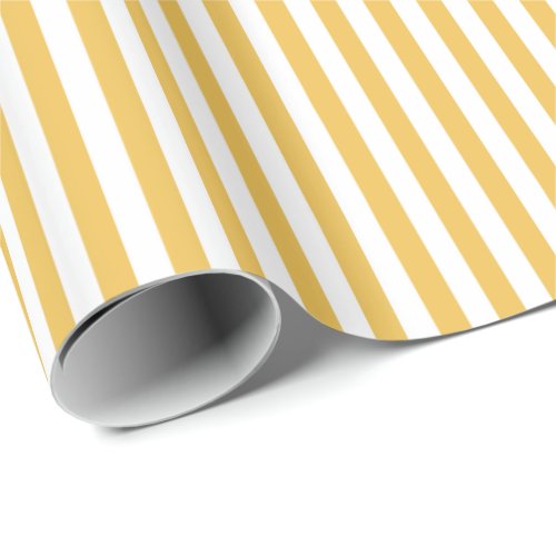 Trendy Yellow and White Wide Horizontal Stripes Wrapping Paper
