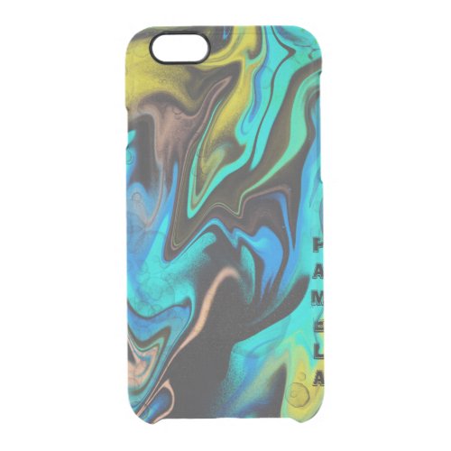 Trendy Yellow blue and black marbling design Clear iPhone 66S Case