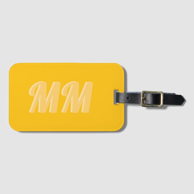 Trendy Yellow Bright Modern Monogram Initial Luggage Tag (Front Horizontal)