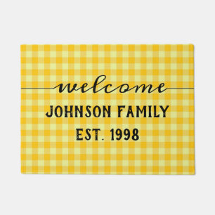 Trendy Yellow Buffalo Check Farmhouse Welcome Doormat