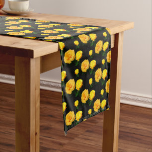 trendy yellow floral long table runner