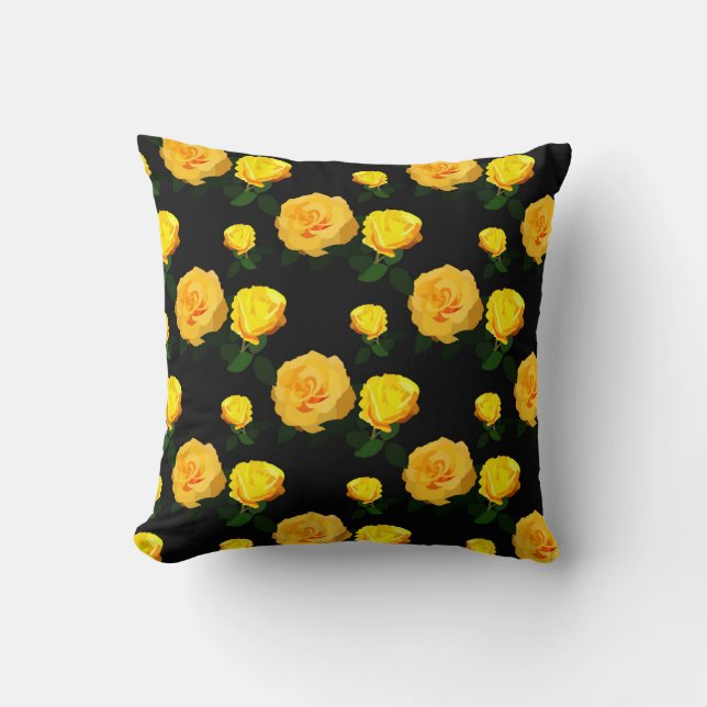 trendy yellow floral throw pillow (Front)