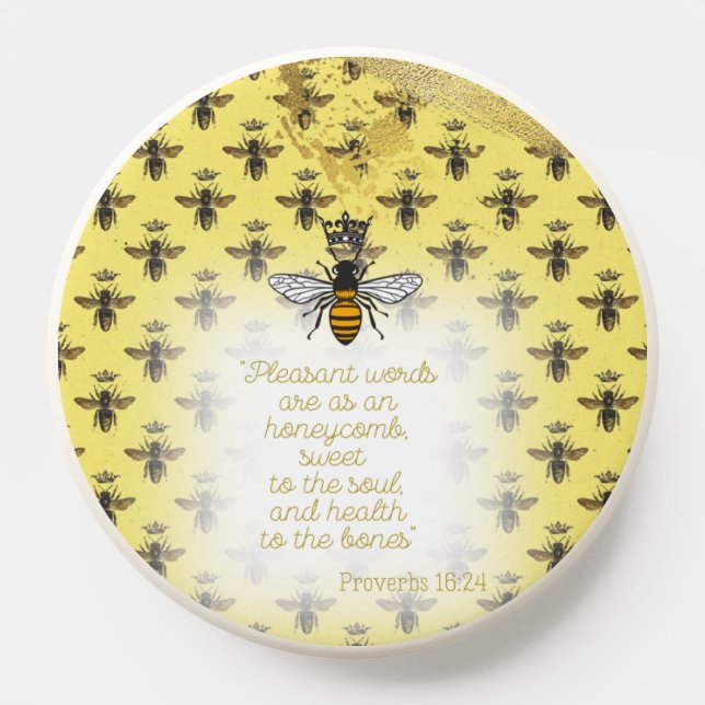 Trendy Yellow Gold Bee Matrix Bible Queen Bee PopSocket (Popsocket)