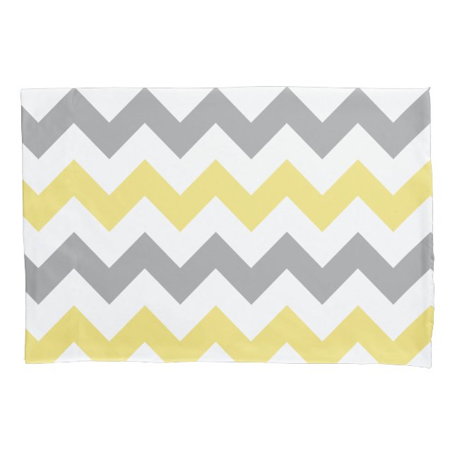 Trendy Yellow Gray Chevron Pattern Pillow Case (Front)